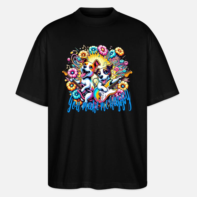 Tu me rends heureux - T-shirt bio Blaster 2.0 coupe oversize Stanley/Stella Unisexe - noir