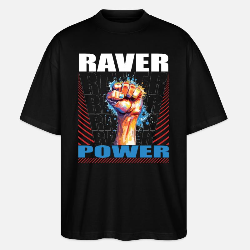 RAVER POWER - Stanley/Stella Oversized Unisex Organic T-shirt Blaster 2.0 - black