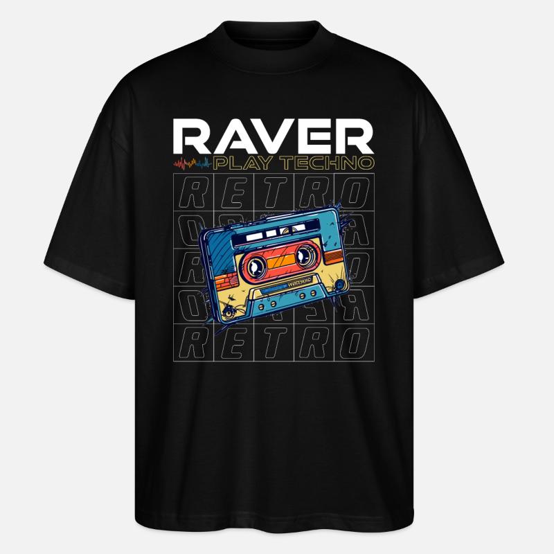 RAVER PLAY TECHNO - Stanley/Stella Oversized Unisex Organic T-shirt Blaster 2.0 - black