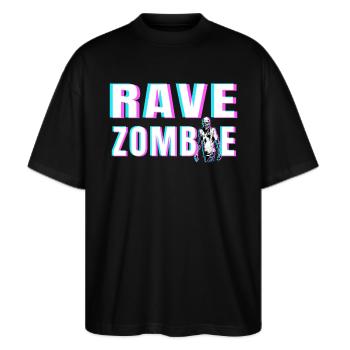 RAVE ZOMBIE - Stanley/Stella Oversized Unisex Organic T-shirt Blaster 2.0 - black - Front - Alina (178cm) & Michal (187cm)