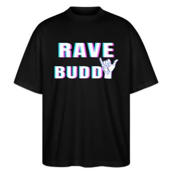 RAVE BUDDY - Stanley/Stella Oversized Unisex Organic T-shirt Blaster 2.0 - black - Front - Alina (178cm) & Michal (187cm)