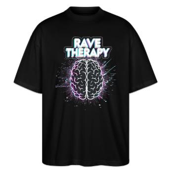 RAVE THERAPY - Stanley/Stella Oversized Unisex Organic T-shirt Blaster 2.0 - black - Front - Alina (178cm) & Michal (187cm)