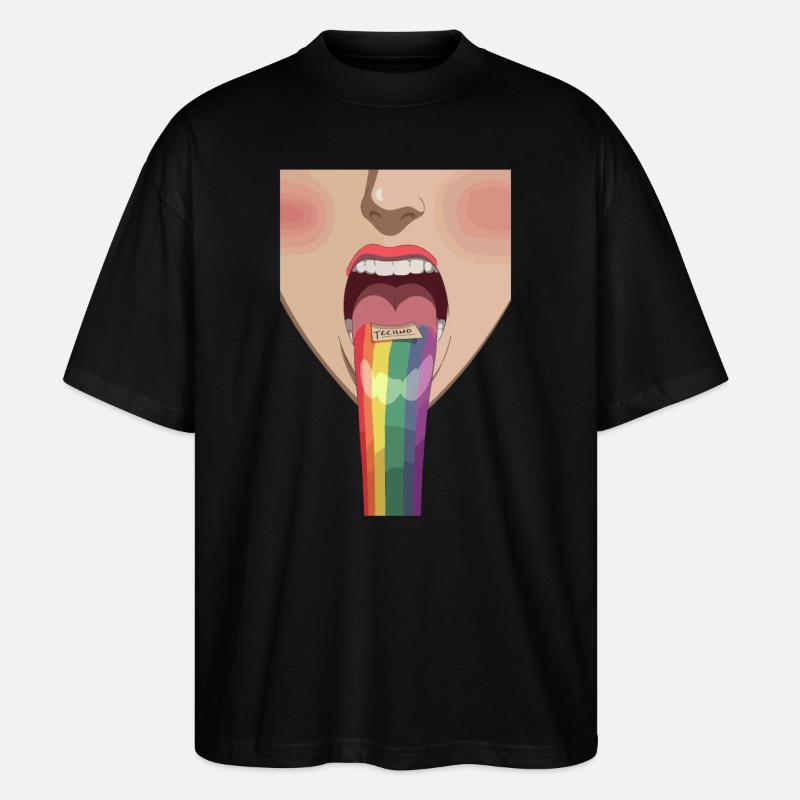 Techno Rainbow - Stanley/Stella Oversized Unisex Organic T-shirt Blaster 2.0 - black