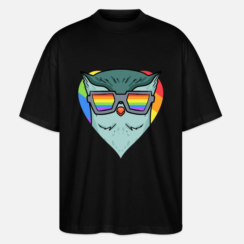 LGBT Tier Eule Regenbogen - Stanley/Stella Oversized Unisex Bio T-Shirt Blaster 2.0 - Schwarz
