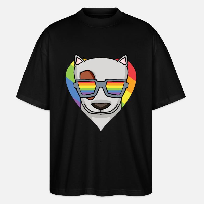 LGBT Hund Bullterrier Regenbogen - Stanley/Stella Oversized Unisex Bio T-Shirt Blaster 2.0 - Schwarz