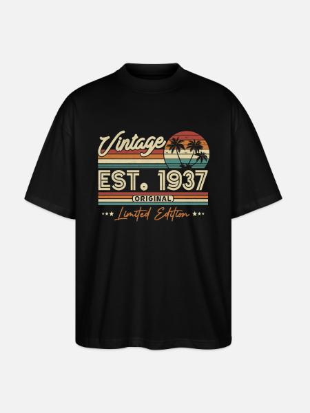 1937 Birthday present - Stanley/Stella Oversized Unisex Organic T-shirt Blaster 2.0 - black