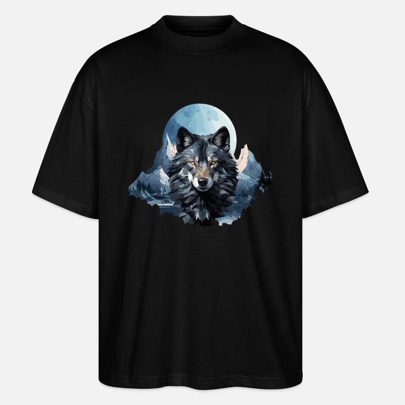 Wolf's design in polygon style - Stanley/Stella Oversized Unisex Organic T-shirt Blaster 2.0 - black