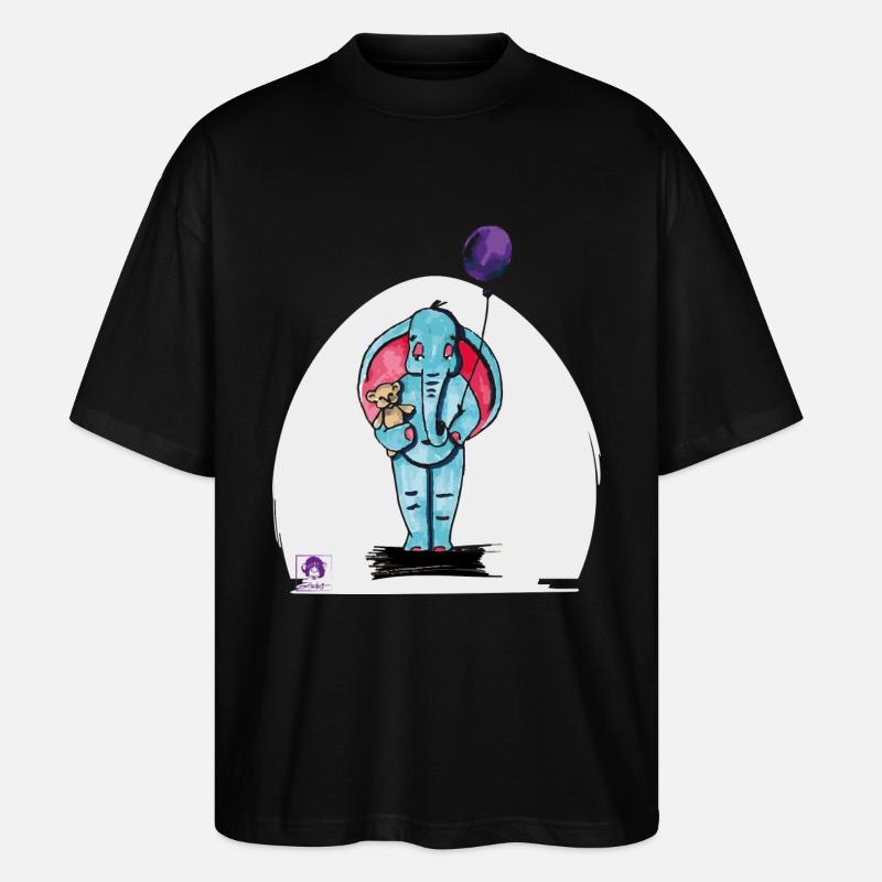 Elijah der Elefant - Stanley/Stella Oversized Unisex Bio T-Shirt Blaster 2.0 - Schwarz