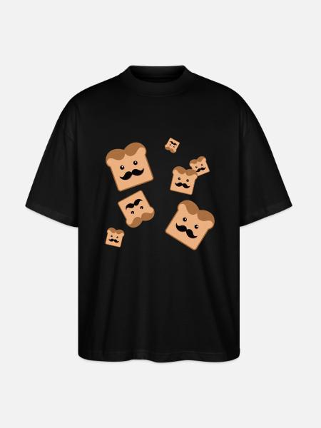 Toast with moustache - Stanley/Stella Oversized Unisex Organic T-shirt Blaster 2.0 - black