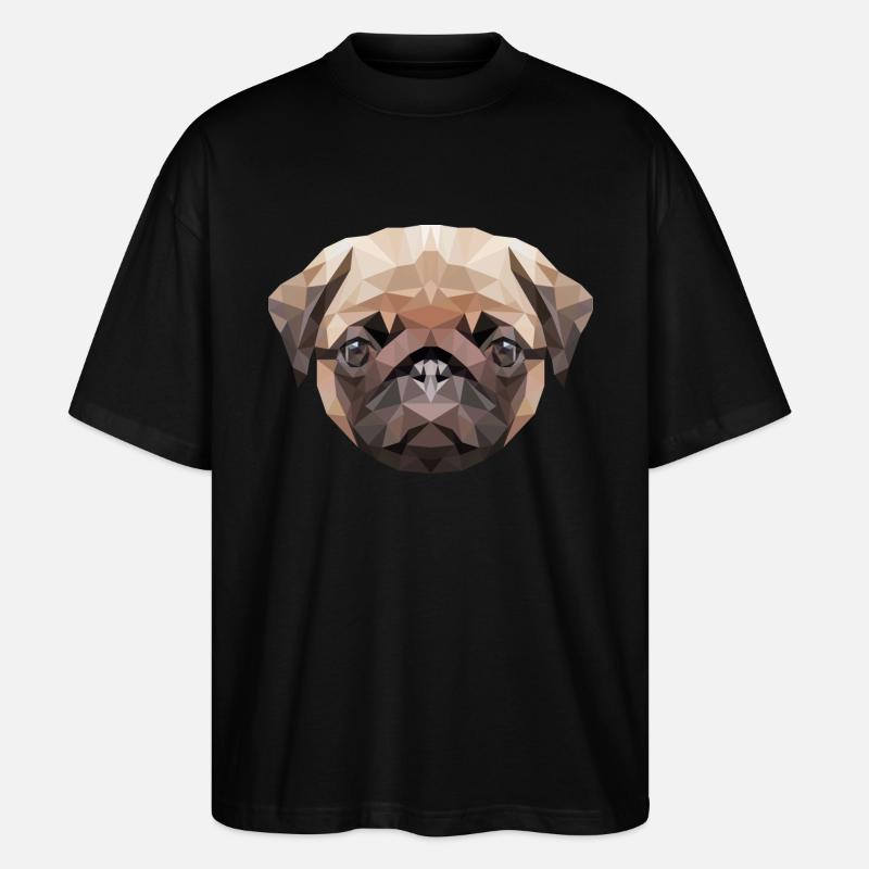 süsser Mops Pug - Stanley/Stella Oversized Unisex Bio T-Shirt Blaster 2.0 - Schwarz