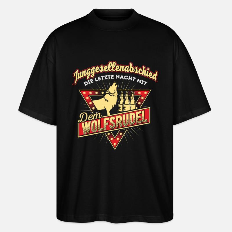 Junggesellenabschied Wolf - Stanley/Stella Oversized Unisex Bio T-Shirt Blaster 2.0 - Schwarz