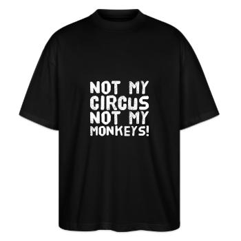 Monkey Circus - Stanley/Stella Oversized Unisex Bio T-Shirt Blaster 2.0 - Schwarz - Vorne - Alina (178cm) & Michal (187cm)