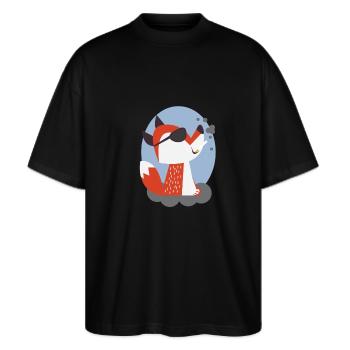 T-shirt renard cool avec cigarette - T-shirt bio Blaster 2.0 coupe oversize Stanley/Stella Unisexe - noir - Devant - Alina (178cm) & Michal (187cm)