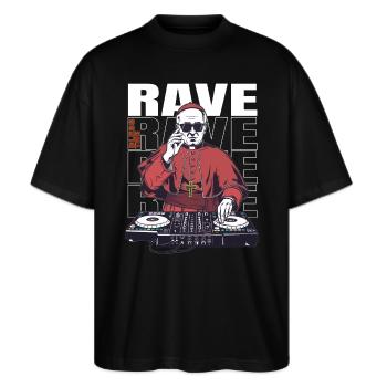 BÉNISSEZ LA RAVE - T-shirt bio Blaster 2.0 coupe oversize Stanley/Stella Unisexe - noir - Devant - Alina (178cm) & Michal (187cm)