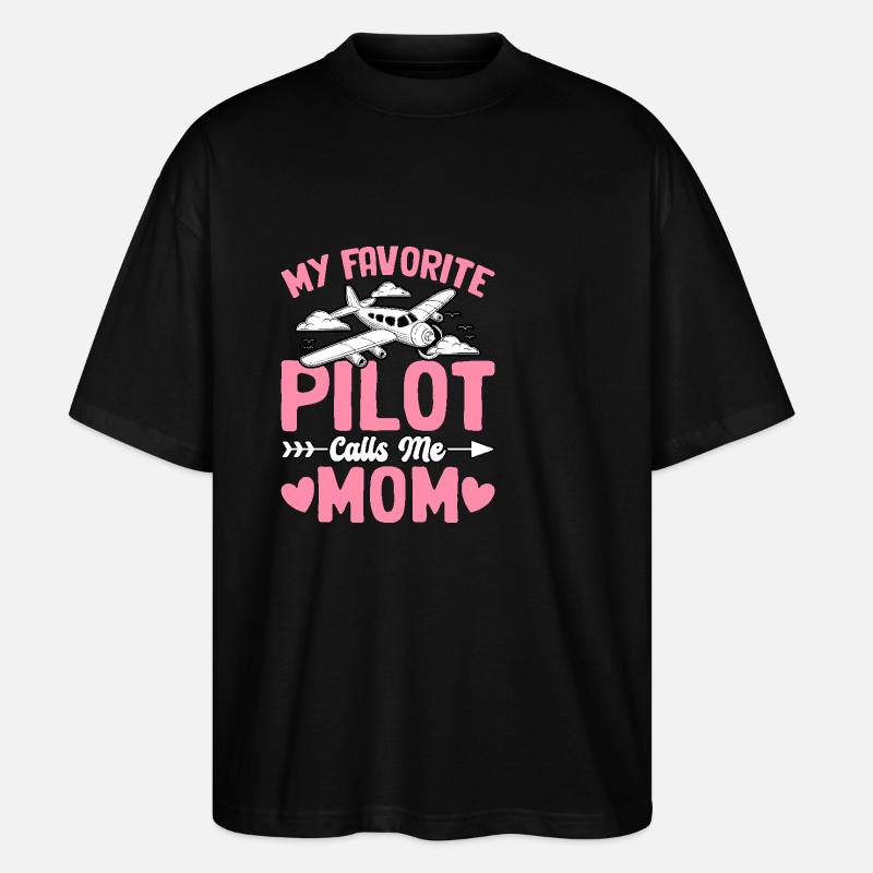 Mon pilote préféré m’appelle Mama - T-shirt bio Blaster 2.0 coupe oversize Stanley/Stella Unisexe - noir