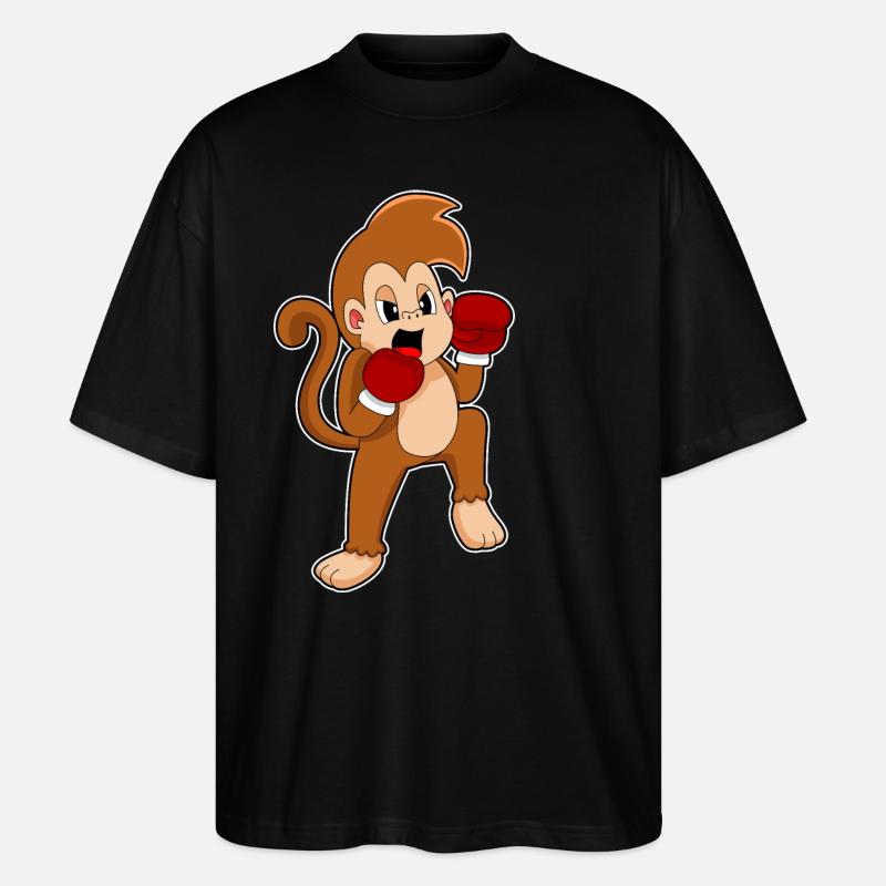 Affe Boxer Boxhandschuhe Boxen - Stanley/Stella Oversized Unisex Bio T-Shirt Blaster 2.0 - Schwarz