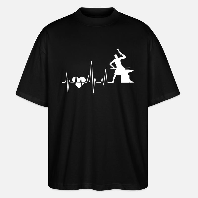 Blacksmithing Blacksmithing Heartbeat - Stanley/Stella Oversized Unisex Organic T-shirt Blaster 2.0 - black
