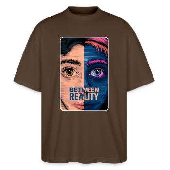 BETWEEN REALITY - Stanley/Stella Oversized Unisex Organic T-shirt Blaster 2.0 - mocha - Front - Alina (178cm) & Michal (187cm)