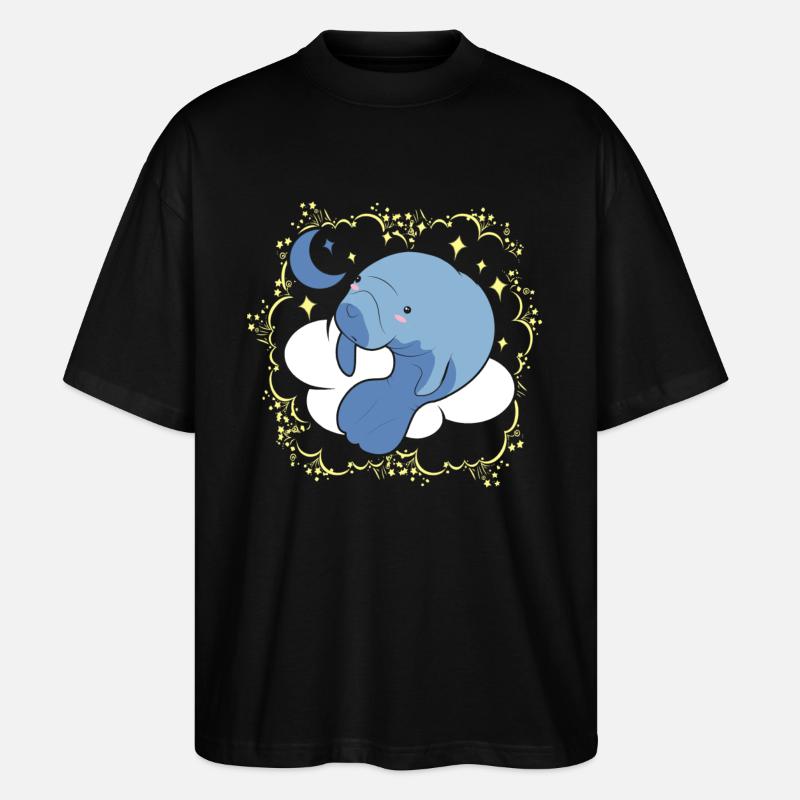 Funny Manatee Dreams - Stanley/Stella Oversized Unisex Organic T-shirt Blaster 2.0 - black