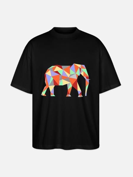 Elephant Geometric - Stanley/Stella Oversized Unisex Organic T-shirt Blaster 2.0 - black