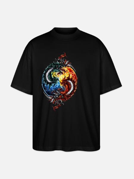 Yin Yang Drache - Stanley/Stella Oversized Unisex Bio T-Shirt Blaster 2.0 - Schwarz