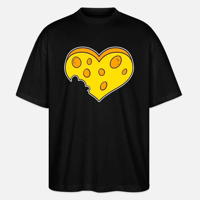 Käse Herz - Stanley/Stella Oversized Unisex Bio T-Shirt Blaster 2.0 - Schwarz