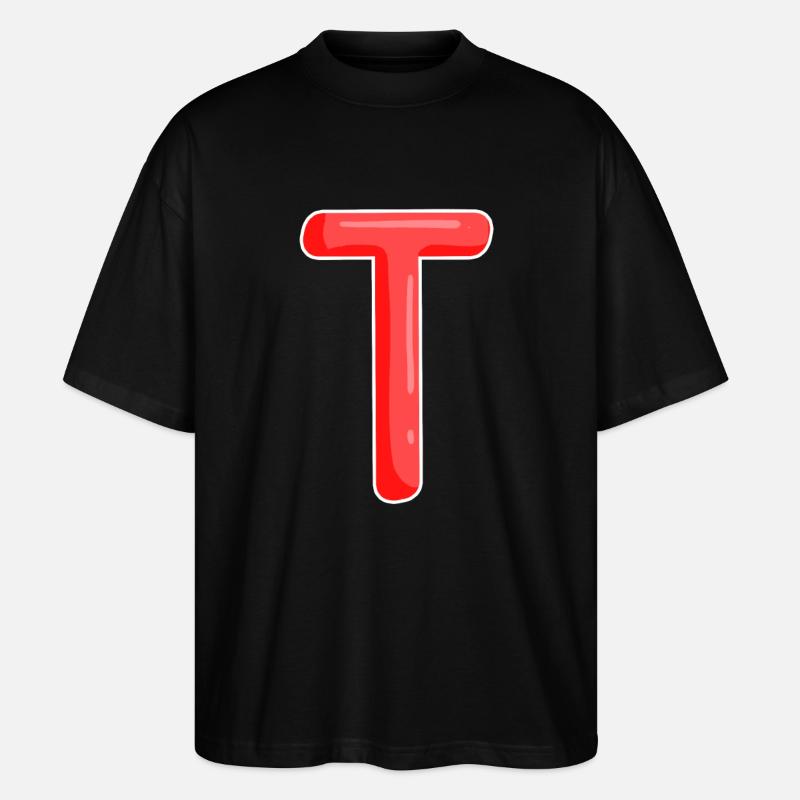 Lettre T Lettre initiale - T-shirt bio Blaster 2.0 coupe oversize Stanley/Stella Unisexe - noir