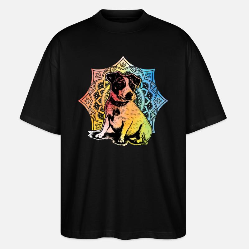 Jack Russell Retro - Stanley/Stella Oversized Unisex Bio T-Shirt Blaster 2.0 - Schwarz