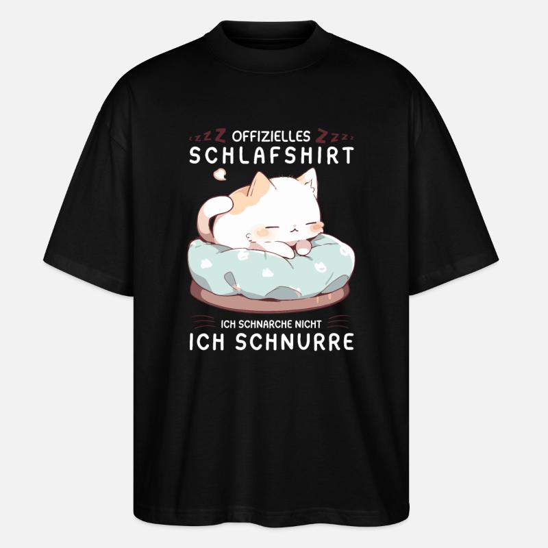 Offizielles Schlafshirt personalisiert mit Katze - Stanley/Stella Oversized Unisex Bio T-Shirt Blaster 2.0 - Schwarz