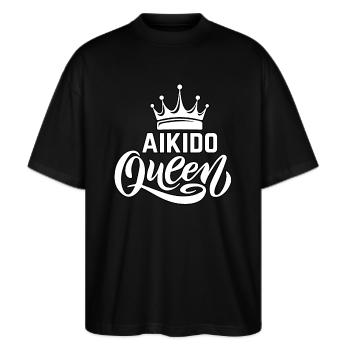 Aikido Dronning - Stanley/Stella Oversize Unisex Øko T-shirt Blaster 2.0 - sort - Foran - Alina (178cm) & Michal (187cm)