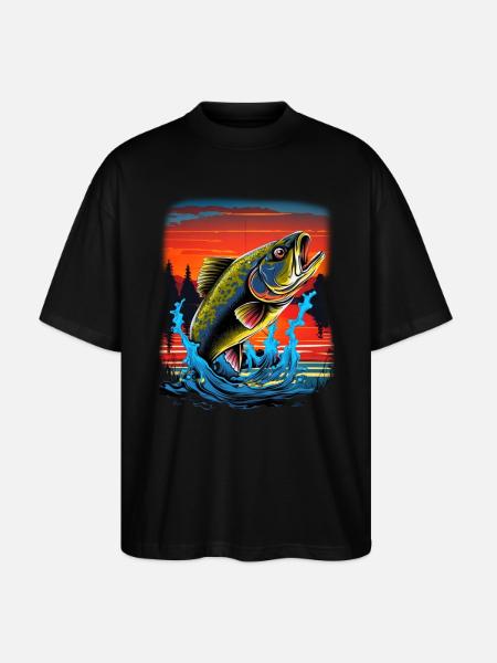 Bass Fish - Stanley/Stella Oversized Unisex Organic T-shirt Blaster 2.0 - black