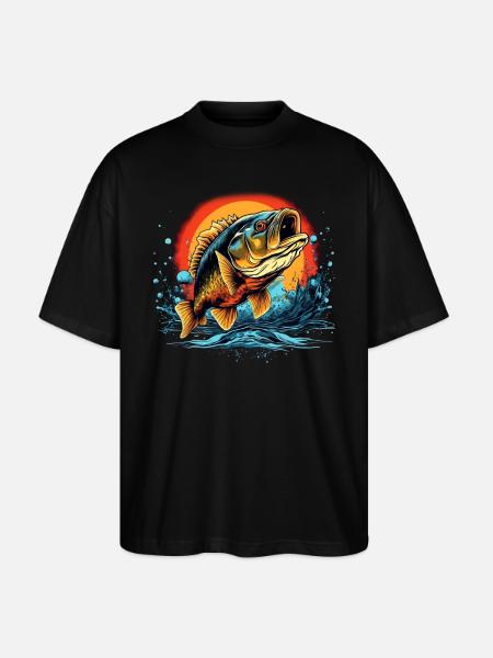 Bassfisch - Stanley/Stella Oversized Unisex Bio T-Shirt Blaster 2.0 - Schwarz