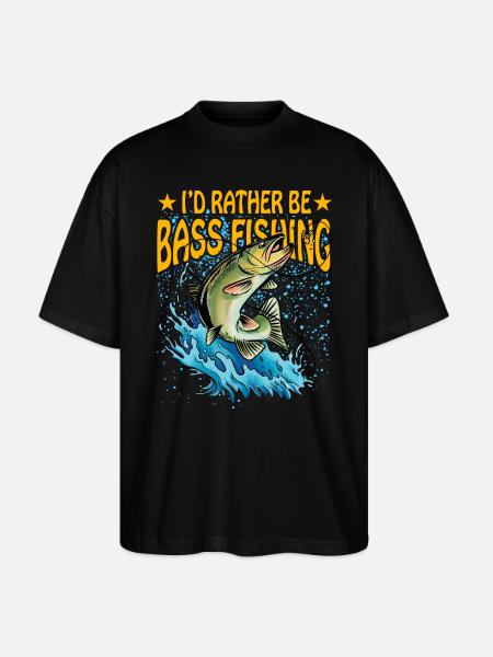 I'd rather be Bass Fishing - Stanley/Stella Oversized Unisex Organic T-shirt Blaster 2.0 - black