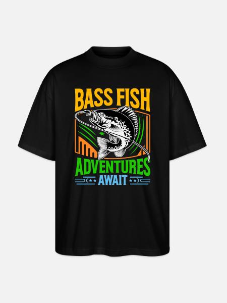 Bass Fish Adventures await - Stanley/Stella Oversized Unisex Organic T-shirt Blaster 2.0 - black