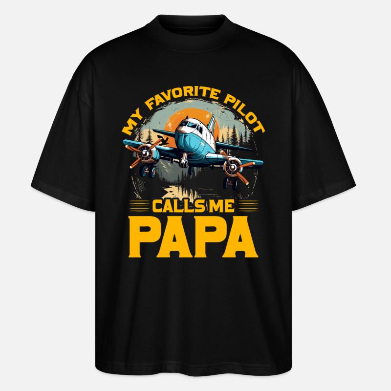 Mon pilote préféré m’appelle Papa - T-shirt bio Blaster 2.0 coupe oversize Stanley/Stella Unisexe - noir