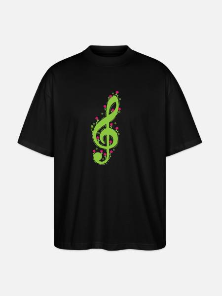 Clef with Flowers Music - Stanley/Stella Oversized Unisex Organic T-shirt Blaster 2.0 - black