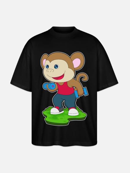 Monkey Bodybuilder Dumbbells Bodybuilding - Stanley/Stella Oversized Unisex Organic T-shirt Blaster 2.0 - black