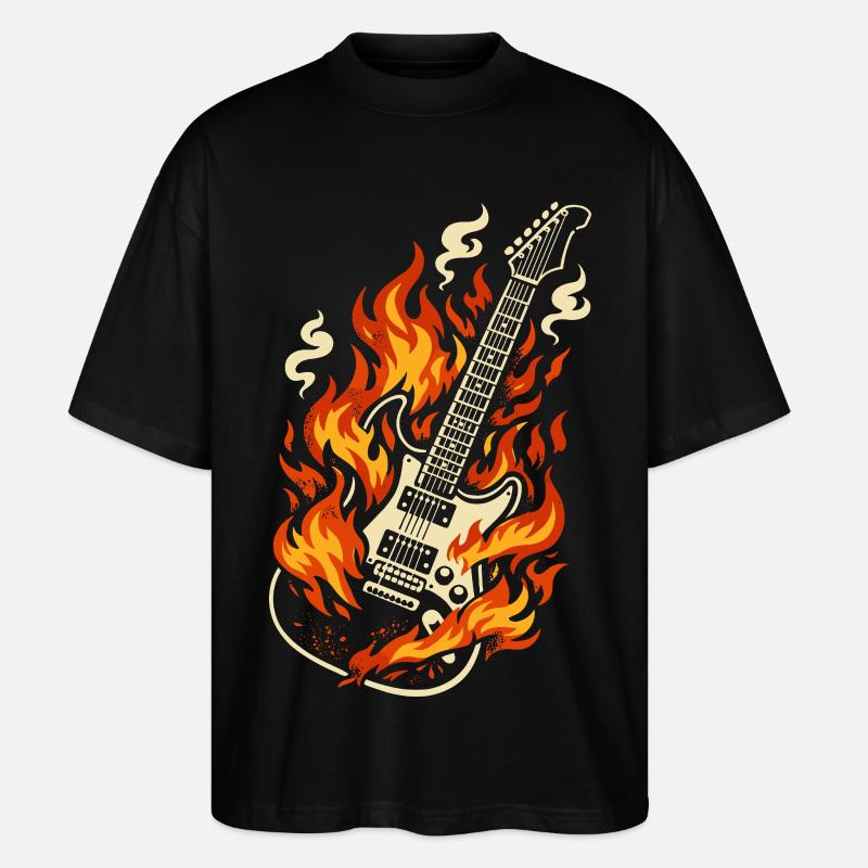 E-Gitarre Brennend Rock Geschenk - Stanley/Stella Oversized Unisex Bio T-Shirt Blaster 2.0 - Schwarz