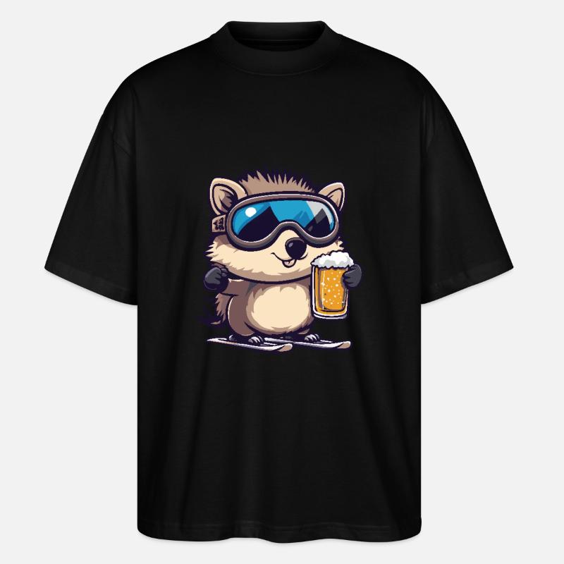 Bière après-ski hérisson - T-shirt bio Blaster 2.0 coupe oversize Stanley/Stella Unisexe - noir