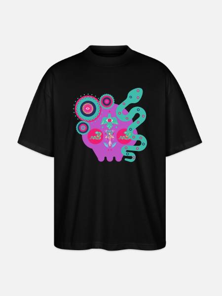 Forme de serpent abstrait - T-shirt bio Blaster 2.0 coupe oversize Stanley/Stella Unisexe - noir