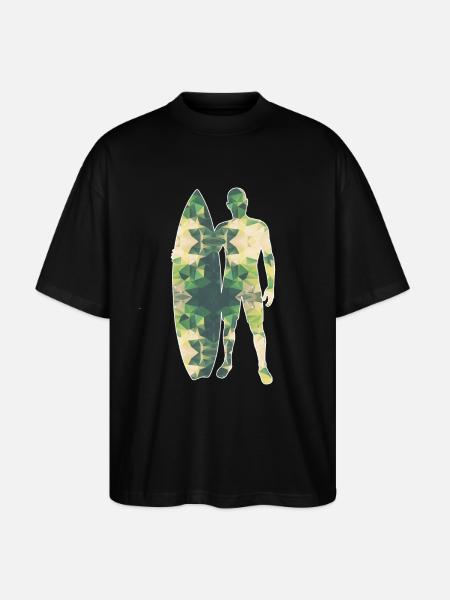 Polygone surfeur vert - T-shirt bio Blaster 2.0 coupe oversize Stanley/Stella Unisexe - noir