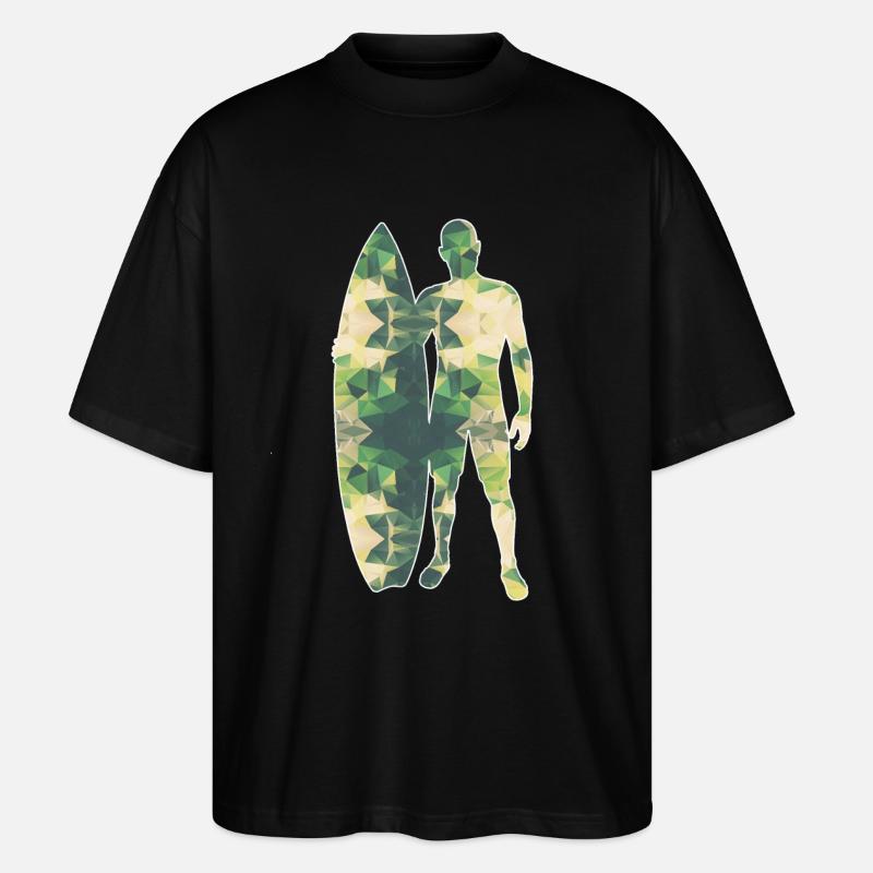Polygone surfeur vert - T-shirt bio Blaster 2.0 coupe oversize Stanley/Stella Unisexe - noir