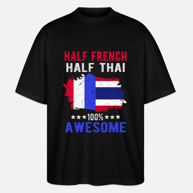 Moitié Français moitié thaï - T-shirt bio Blaster 2.0 coupe oversize Stanley/Stella Unisexe - noir