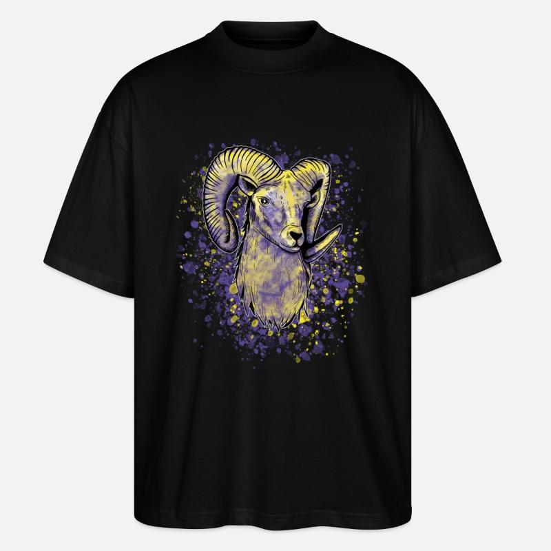 Bunter Widder Sternzeichen - Stanley/Stella Oversized Unisex Bio T-Shirt Blaster 2.0 - Schwarz