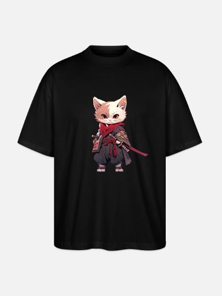 Asia Cat Japanese Samurai Samurai - Stanley/Stella Oversized Unisex Organic T-shirt Blaster 2.0 - black
