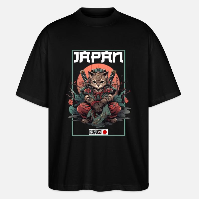 Asia Cat Japanese Samurai Samurai - Stanley/Stella Oversized Unisex Organic T-shirt Blaster 2.0 - black