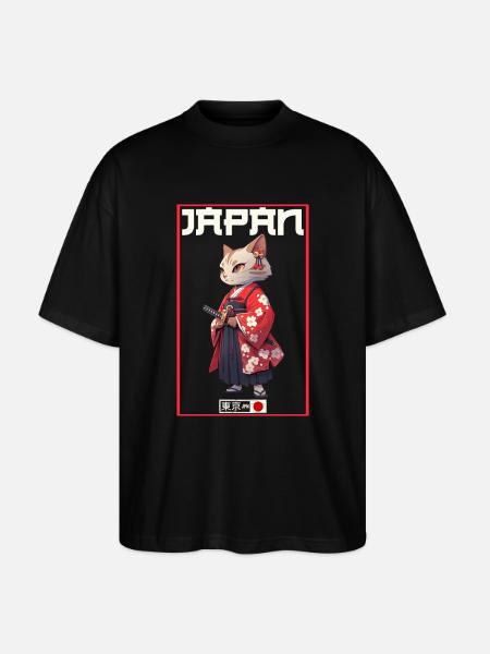 Asia Cat Japanese Samurai Samurai - Stanley/Stella Oversized Unisex Organic T-shirt Blaster 2.0 - black