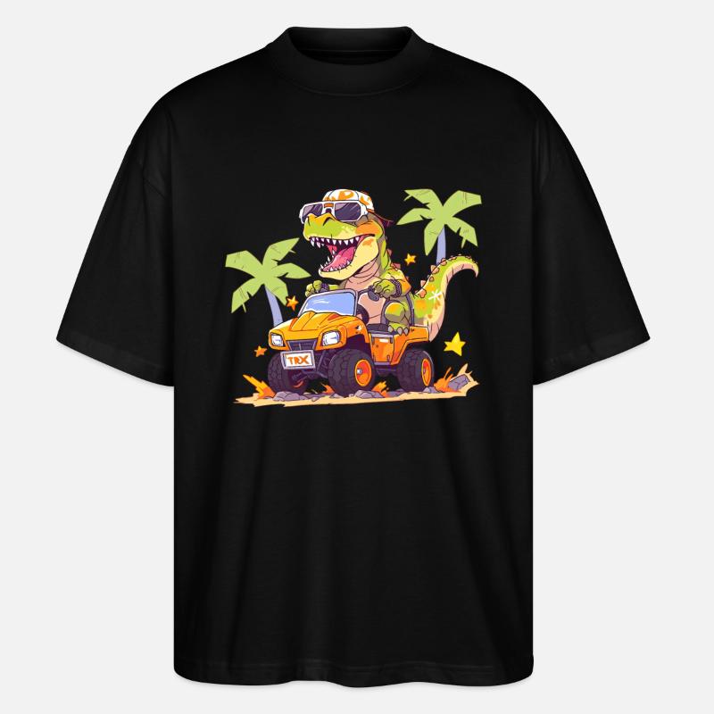T-Rex conduit un camion monstre - T-shirt bio Blaster 2.0 coupe oversize Stanley/Stella Unisexe - noir