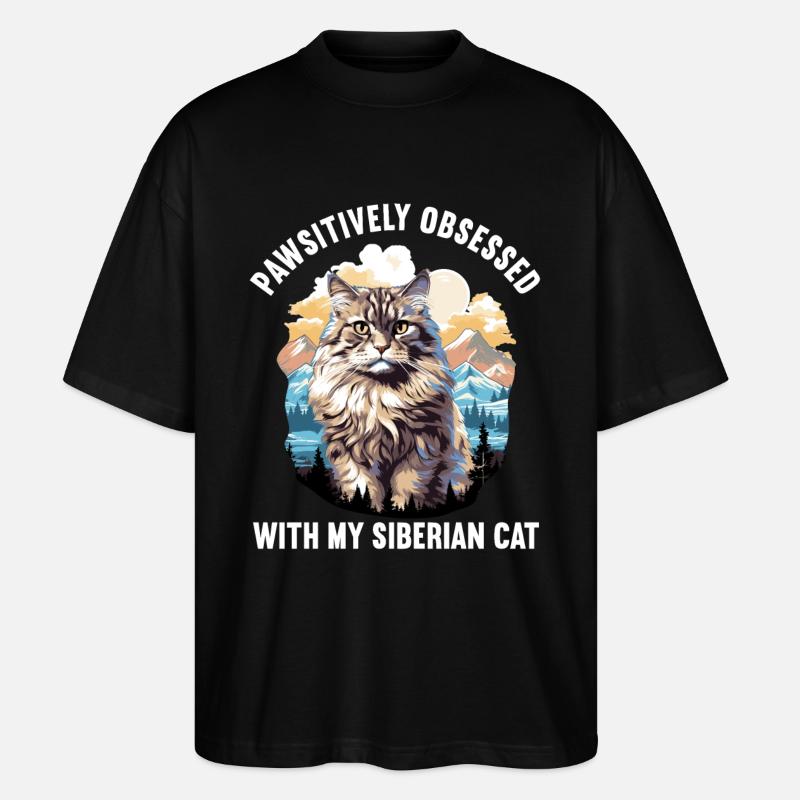 Chat Sibérien Sibirische Katze - T-shirt bio Blaster 2.0 coupe oversize Stanley/Stella Unisexe - noir