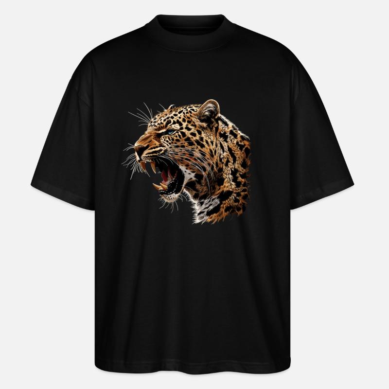 Leoparden Leopard - Stanley/Stella Oversized Unisex Bio T-Shirt Blaster 2.0 - Schwarz
